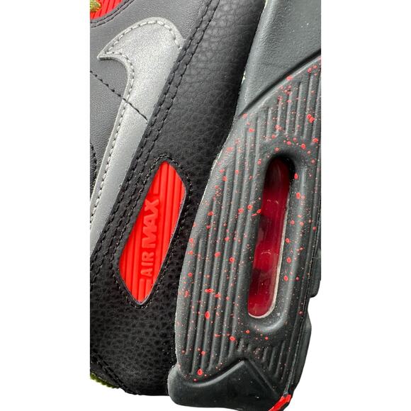 🔴 Nike Air Max 90 Gray Neon Red Sneakers Youth 6.5Y / Women’s 8 – Retro Style - Picture 9 of 9